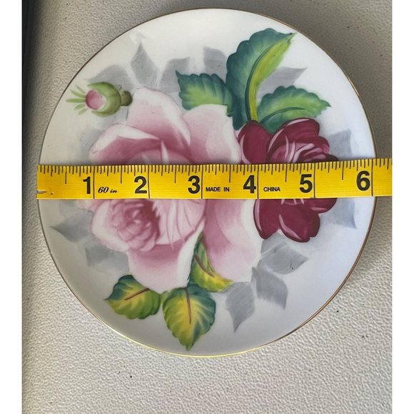 VINTAGE LEFTON CHINA HAND PAINTED PINK ROSES PATTERN PLATE 60409 - Picture 5 of 5